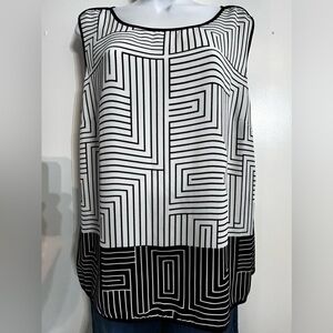 Tommy Hilfiger Black White Sleeveless Top  tag missing L/XL 22 in pit to pit